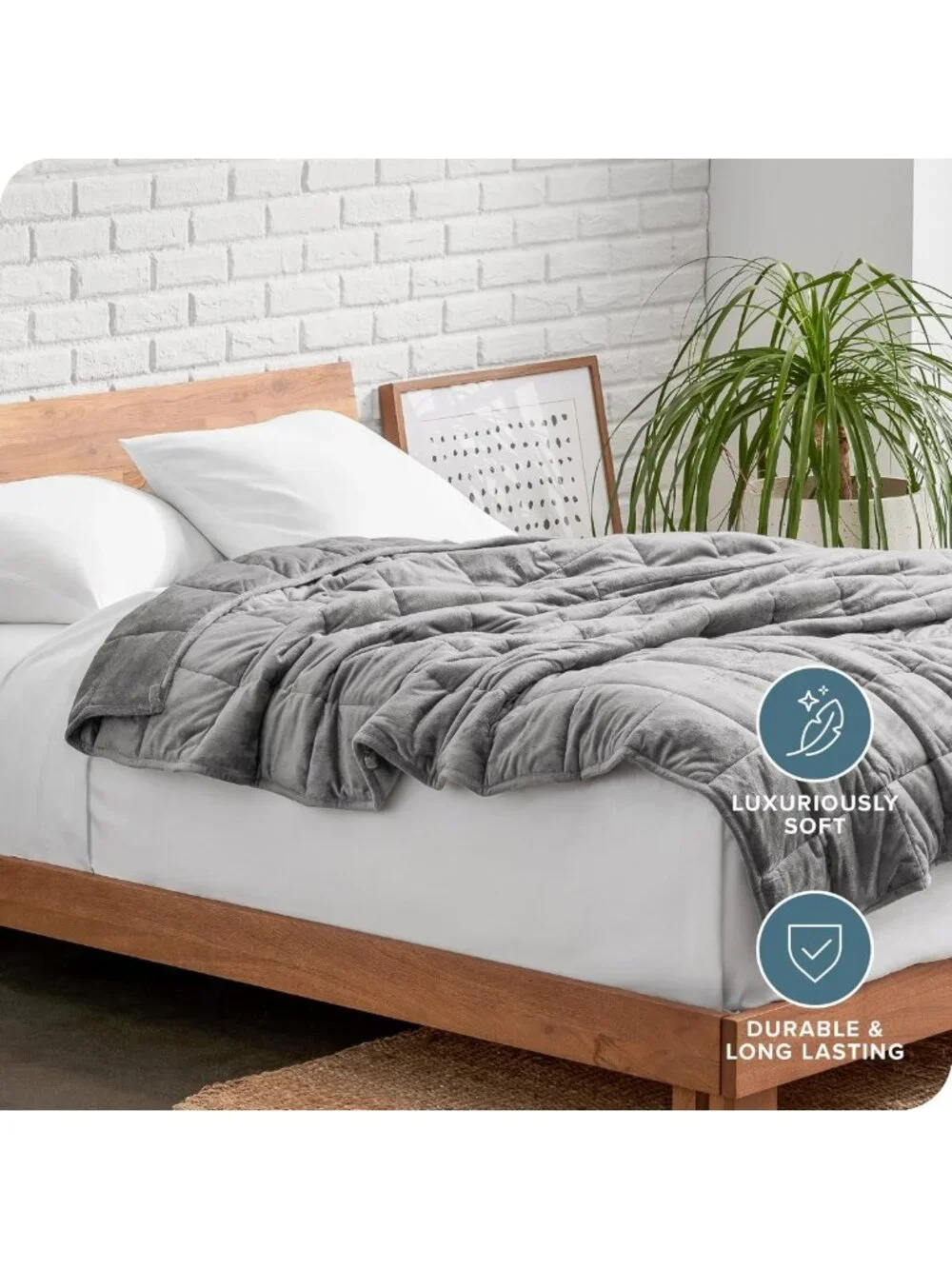 Cozy Light Grey Minky Fleece Weighted Blanket 80
